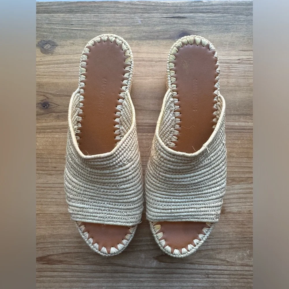 Carrie Forbes KARIM Woven Rafia Shoes Sandals 38 7.5 8 - Picture 6 of 12